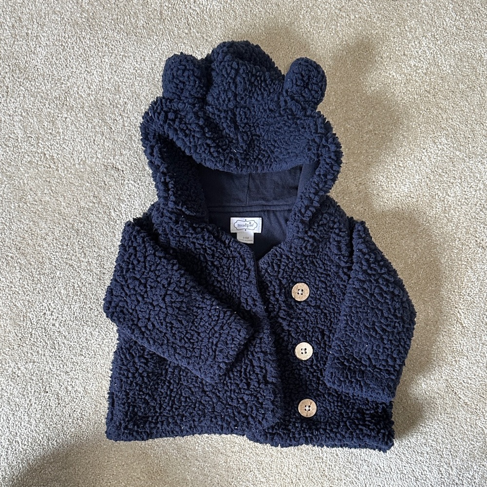 Mud Pie Navy Blue Teddy Bear Jacket